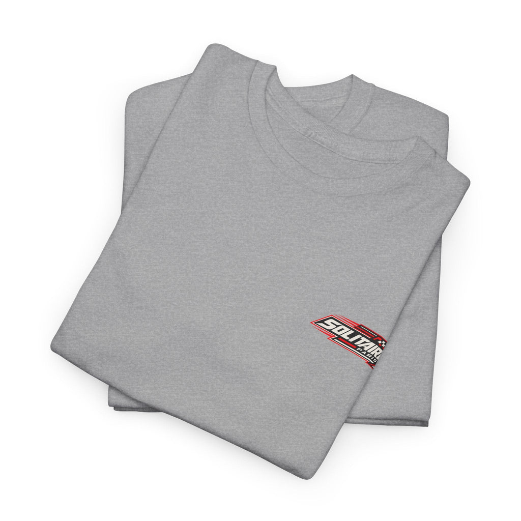 Folded grey premium cotton unisex t-shirt with Solitaire Paris logo embroidery.