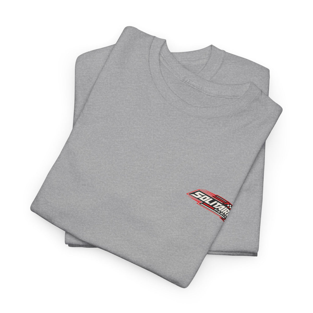 Folded grey premium cotton unisex t-shirt with Solitaire Paris logo embroidery.