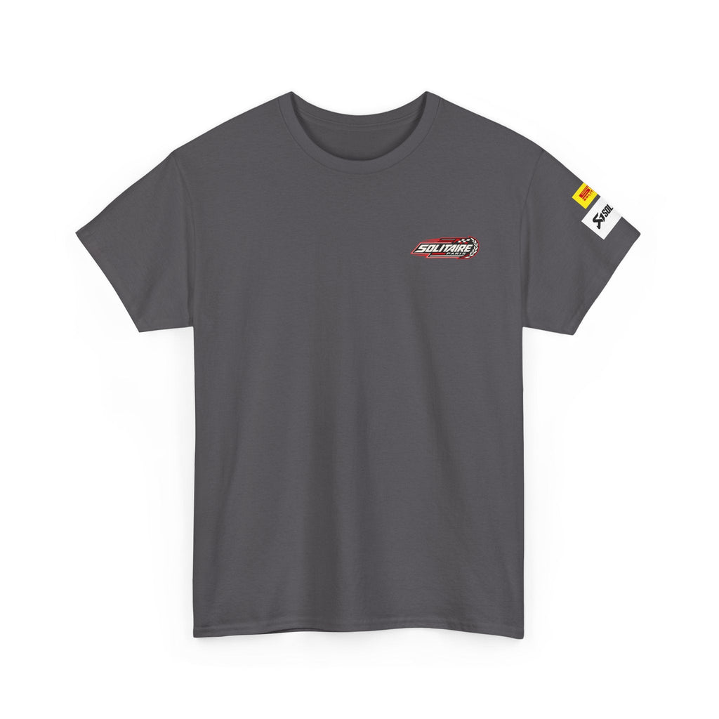 Charcoal grey premium unisex T-shirt with Solitaire Paris graphic logo on chest.
